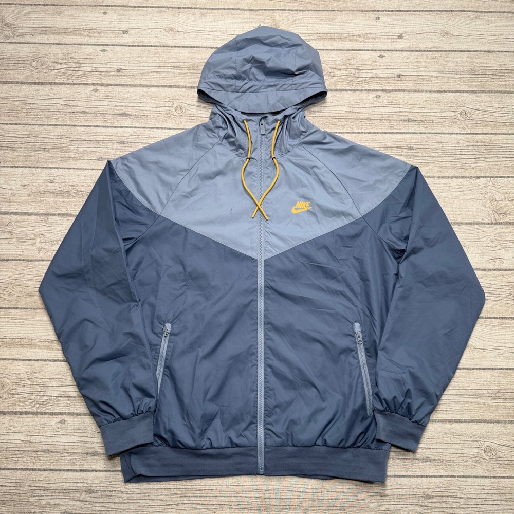 Nike Jacket Men's Large Blue Mesh Lined Hooded Windbreaker Windrunner Athletic